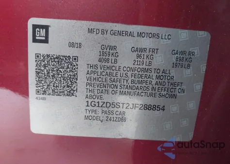 2018 Chevrolet Malibu Lt from USA, damaged, VIN 1G1ZD5ST2JF288854